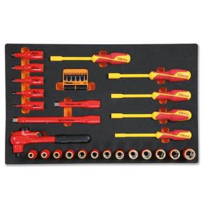 BETA - 024500110 Plateau en mousse avec cliquets et prises isolées 1000V (37 pièces) ENSEMBLES D'OUTILS ÉLECTRICITÉ ET ÉLECTRONIQUE - Product Image 1
