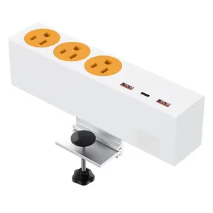 Neue orange Farbe einfach zu installieren US-Steckdose Oberflächen klemme montiert Schreibtisch Steckdosen leiste Steckdose mit 20W schnellen USB-C anschluss für Büro