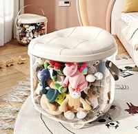 Tabouret de rangement transparent en gros avec coussin, siège multifonctionnel pour le rangement domestique du salon