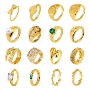 Bague personnalisée hypoallergénique, résistante à la corrosion et imperméable, en acier inoxydable plaqué or 14k 18k, bague de fiançailles pour femmes - Product Image 2