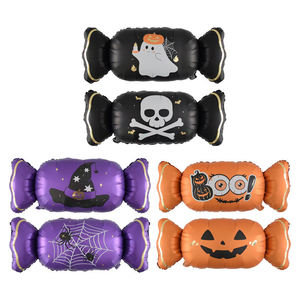 Palloncini in Foil a Forma di Caramella Arancioni, Viola e Neri per Decorazioni Atmosferiche per Feste di Halloween - Product Image 2