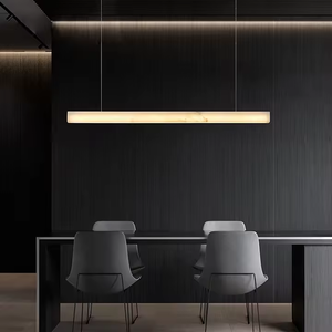 Barra de iluminación colgante de alabastro Art Deco, luz colgante lineal de mármol minimalista para comedor, sala de estar - Product Image 5