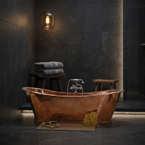 Baignoire ovale autoportante en cuivre antique sans couvercle, artisanat indien, durable, pour adultes, CH-799 - Product Image 1