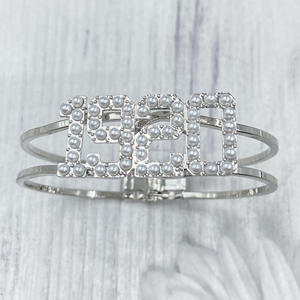 Gran tamaño plata dos capas Zeta Phi Beta símbolo organización Sigma Kapp Zeta perla solapa Pin broche joyería regalo - Product Image 6