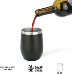 Watersy 12oz Double Wall Insulated Stainless Steel Powder Coating Egg Shape Wine Glass Tumbler <b>Coffee</b> Mug With Sliding Lid - Product Image 4