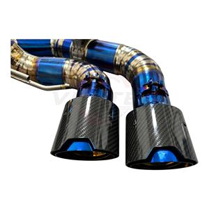 Échappement Catback en alliage de titane Vortex pour BMW M8 F91 F92 F93 4.4T S63, finition bleu brûlé, avec X-Pipe et double valve, embouts quadruples en carbone - Product Image 4