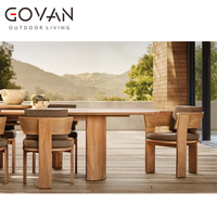Ensemble de chaises de salle à manger d'extérieur en teck importé résistant aux intempéries, style minimaliste moderne, chaises design, mobilier d'extérieur