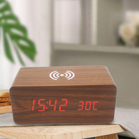 2024 diskon besar jam ALARM kayu tampilan suhu SPEAKER Bluetooth dengan pengisian nirkabel