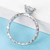 Bague de Mariage en Argent Sterling 925 avec Moissanite Ronde Sertie à Griffes Plaqué Rhodium