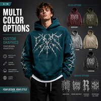 IKDEER Sweat à capuche personnalisé pour homme, coupe ample, 450 GSM, grammage lourd, style streetwear vintage, délavé à l'acide et à la pierre, 100% coton, pull-over