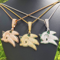 Pendentif dessin animé en zircone cubique Micro Pave Bling pendentifs à breloque en diamant en laiton plaqué or argent