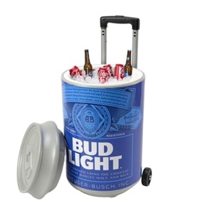 Plastic Can Shape Cooler Box Chest Outdoor Chill Chest Ice Box with Trolley for Ice Keep Wine and Beverage Cool box