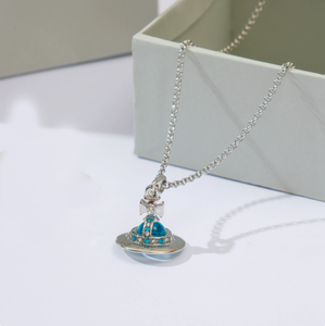 Collana con Ciondolo a Forma di Saturno e Stella in Zircone, Gioielli in Metallo per Uomo e Donna - Product Image 3