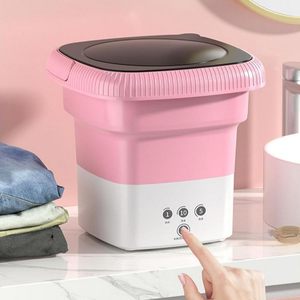 With US Plug Bucket Washing Machine Ultrasonic Single Tub Foldable Bathroom Folding Portable Mini Home & Travel 12 Plastic - Product Image 2