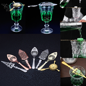 Cocktailbar Einfach zu bedienende Barkeeper Messen Schlitz filter Bitter Scoop 304 Edelstahl blatt Wein <span class=keywords><strong>Absinth</strong></span> Löffel Sieb - Product Image 2