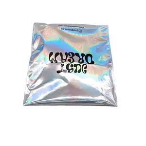 Custom Logo Self Seal Adhesive Strip Metallic Aluminum Foil Silver Clothing Shipping bags silver poly mailer bags