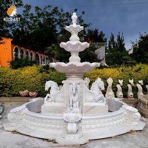 밀리 화이트 대리석 말 분수 야외 빌라 안뜰 장식을위한 3 계층 디자인 유럽 스타일 - Product Image 5
