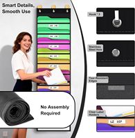 Organisateur de fichiers mural suspendu à 10 poches, poches transparentes noires, design peu encombrant, 47''H X 14''L, crochets pour graphiques, rangement pour papier