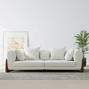 Canapé 2 places NOVA, <span class=keywords><strong>design</strong></span> blanc, tissu en velours d'agneau, canapé rembourré, ensemble de canapés, canapé d'angle en bois de noyer pour salon - Product Image 2