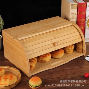 Cross-border bread box, bamboo, simple household storage box for pastries and fruits with lid, <b>kitchen</b> dustproof storage box, - Product Image 2