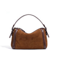 Tas Tangan Kulit Asli Wanita Produsen Tas OEM Harga Pabrik Desain Minimalis Kustom Tas Tangan Wanita Kulit Sapi Suede