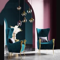 Meubles haut de gamme jambes en acier inoxydable loisirs salon chaise longue moderne rembourré velours aile chaise arrière