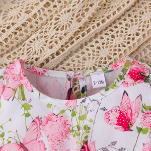 Robe d'été décontractée en coton pour bébé fille, longueur genou, respirante, élégante, mignonne, avec motif floral en maille, pour petites filles, personnalisable - Product Image 3