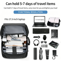Mochila de Viaje para Exteriores con Compartimento para Zapatos, Carga USB, Correa de Hombro Oculta, Panel Trasero de Malla Transpirable, Gran Capacidad