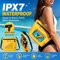 Tas Selempang Fashion Tahan Air IPX7 dengan Ritsleting Kedap Udara, Jendela Layar Sentuh untuk Ponsel, Tas Kering 20-36L untuk Pantai, Kolam Renang, dan Perjalanan