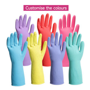 Hoge Kwaliteit Vis Schaal Grip Natuurlijke Latex Huishoudelijke Schoonmaak Handhandschoenen Hoge Elasticiteit Gegolfde Latex Handschoen - Product Image 4