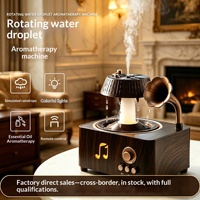 Diffuseur d'huiles essentielles intelligent à ultrasons, rétro, rotatif, effet goutte d'eau, grain de bois, avec télécommande et minuterie, pour parfumer la maison