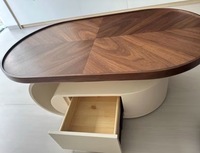 Table basse moderne et simple en bois massif de noyer, nouveau design créatif, couleur crème, pour petit salon, style réseau domestique populaire