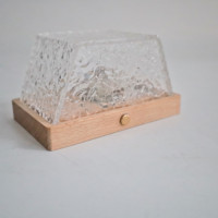 Capteur tactile rotation automatique projection d'ondulation de l'eau cristal Cube lampe Base en bois lampe de Table atmosphère lampe de chevet