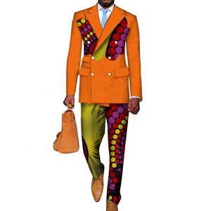 Ensemble de vêtements à motif imprimé pour <span class=keywords><strong>homme</strong></span>, vêtements africains à Double boutonnage, veste à revers à pointe, pantalon Design, <span class=keywords><strong>Blazer</strong></span>, costumes pour hommes - Product Image 2