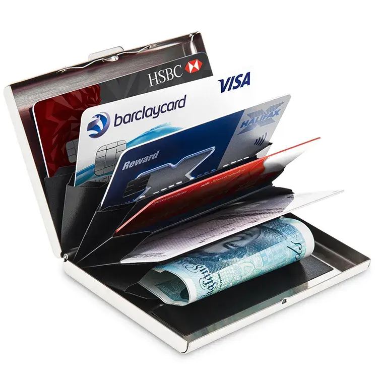 In Stock Wholesale Kid Purse High quality Stainless Steel Credit card case Money Holder Wallet Case