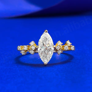 Anillo Infantil Forever Star de Plata de Ley S925, Moda Diaria, Simulación de Diamante de Laboratorio de Ojo de Caballo de 5*10 mm, Chapado en Rodio, Aniversario - Product Image 1