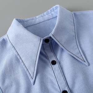 Personalizada línea negra blanco azul bordado media camisa desmontable cuello falso mujeres sin mangas Dickey cuello para abrigo - Product Image 3