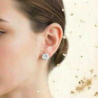 Élégantes boucles d'oreilles clous halo à six griffes avec diamants de laboratoire, en or blanc 9K/12K/14K plaqué rhodium, certifiées IGI, classiques et délicates