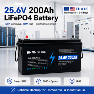 Batterie au lithium LiFePO4 25,6 V 200 Ah à décharge profonde, remplacement pour batteries au plomb, pour moteur de pêche à la traîne, bateau marin, système d'alimentation solaire - Product Image 1