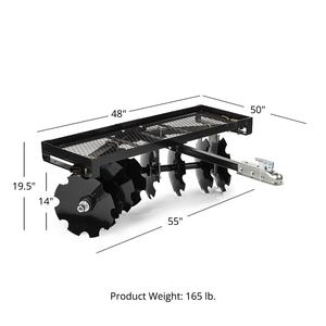 Herse à disques tractée pour VTT/UTV de 4 pieds avec 8 disques crantés pour attelage de 2 pouces, cultivateur robuste à tirer pour le jardin - Product Image 2