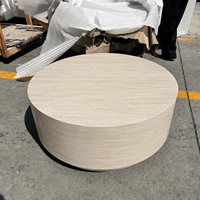 Table basse ronde de style Japandi avec texture travertin pour la décoration intérieure, appartement, villa, salon, hall d'hôtel, directement de l'usine