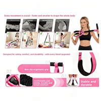 Entrenador de Resistencia Multifuncional con Pedal, Cuerda Elástica de 4 Tubos para Abdominales, Aparato para Tonificar Abdomen, Gimnasio en Casa, Fitness para Adultos