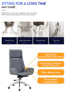 Nhà máy trực tiếp da sang trọng xoay điều hành Ghế văn phòng cho văn phòng chính hãng Da anager cao trở lại PU ghế - Product Image 3