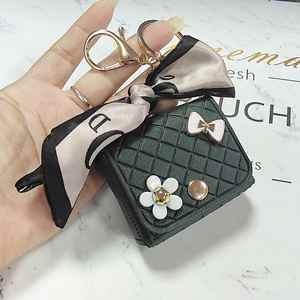 Luxury Leather Mini Bag Keychain for Earphone Case Coin <b>Purse</b> Earphone Bag Pendants Keychains for Airpods - Product Image 5