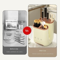 Support de rangement pour couteaux de cuisine à double niveau, moderne et minimaliste, en plastique, avec égouttoir intégré et support pour planche à découper