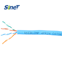 Cable de Red SINET de 305m, 24AWG, Cobre Sólido CCA, Cat5/Cat5e, UTP, Revestimiento de PVC, 150/350MHz, para Telecomunicaciones y Vigilancia, Certificado CE
