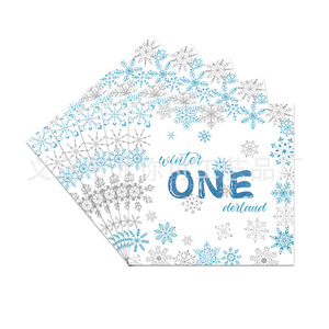 Kit de Fournitures de Fête Hiver One Derland Bleu Flocon de Neige Argenté – Vaisselle Jetable Assiettes Serviettes Gobelets Couverts pour Anniversaire - Product Image 5