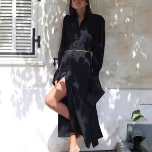 Robe longue élégante en lin uni pour l'été, en mousseline de haute qualité, idéale pour les vacances à la plage, style décontracté, pour femme - Nouvelle collection très prisée - Product Image 4