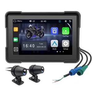 5 inch xe máy kép máy ảnh ghi âm không dây Carplay IP65 GPS hiển thị Navigation với hỗ trợ áp suất lốp màn hình
