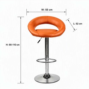 Sgabello da Bar Moderno Regolabile in Altezza, Girevole, Arancione, con Poggiapiedi Cromato per Caffè, Ristoranti, Cucine e Arredamento Bar - Product Image 6